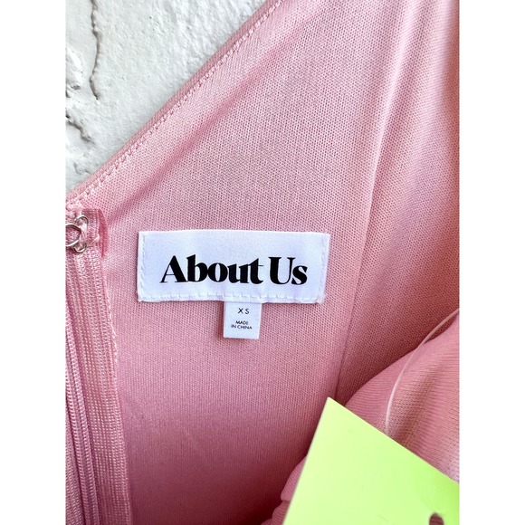 NWOT About Us Asymmetrical Ruffle Trim Dominique Midi Dress Mauve Women Size XS - Picture 6 of 7